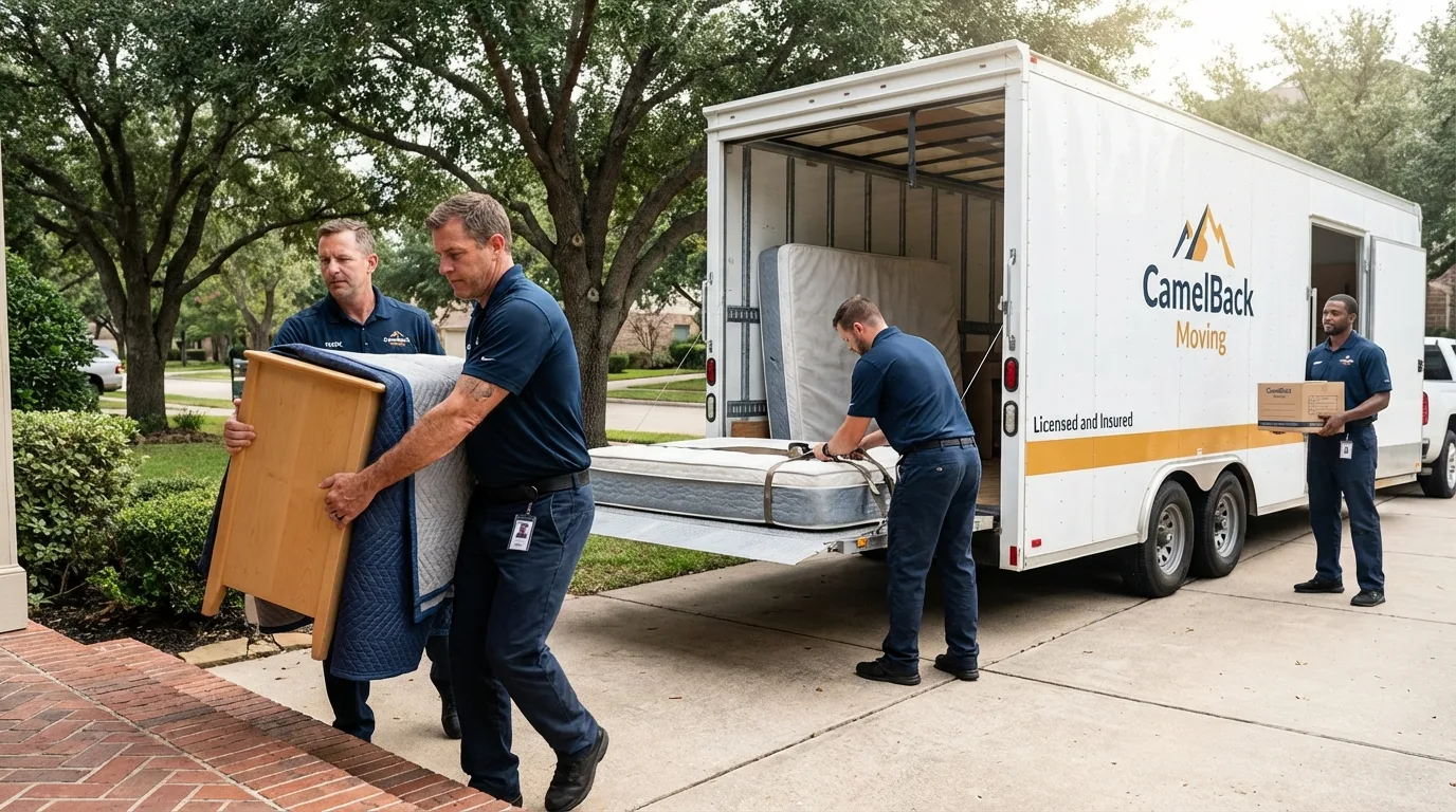 Crew loading residential truck for cross-state move from Jonesboro, AR