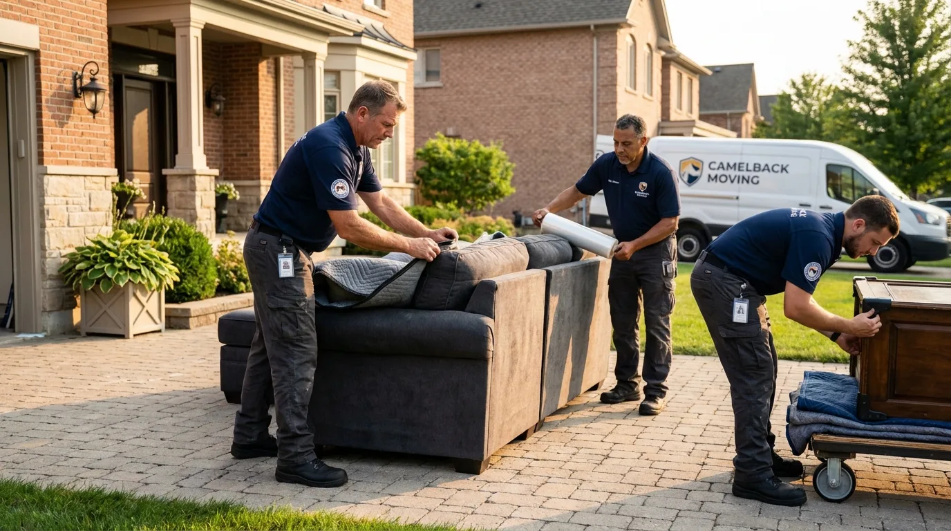 Large estate moving crew wrapping furniture in Jonesboro, AR